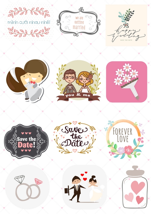 Sticker đám cưới mẫu 2